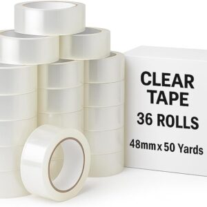 Clear Packing Tape 48mm x 50 Yards | Pack of 36 Rolls | Heavy-Duty Bulk Pack