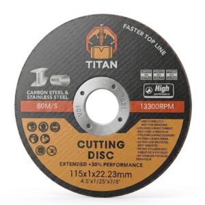 Tital 4.5" Cutting Disc 115mm x 1mm | 13300 RPM | Angle Grinder Cut-Off Wheel for Metal & Steel