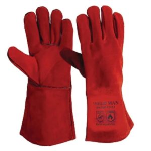 WELDMAN RG-01 Welding Gloves – Red Leather | CE Certified Heat Resistant