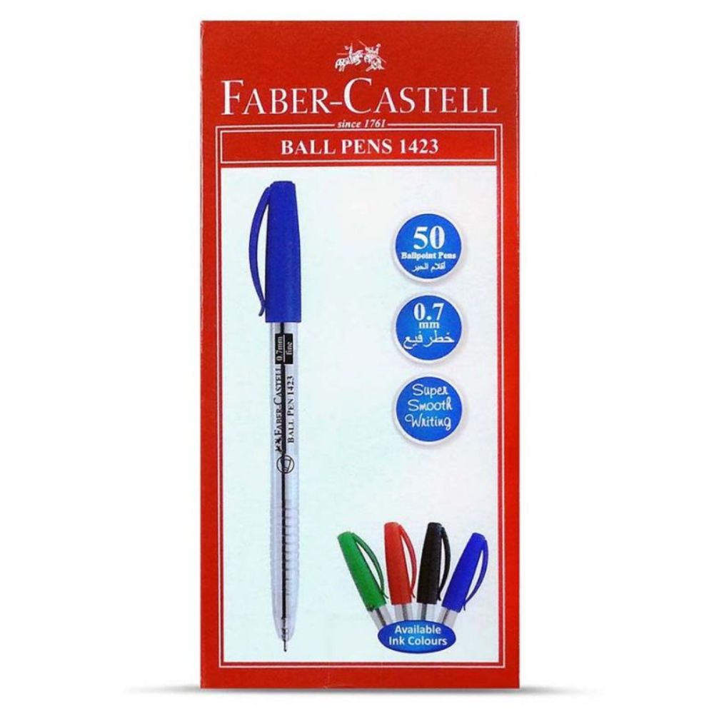 Faber-Castell 1423 Ballpoint Pen Pack of 10 | Smooth Writing, Ergonomic Grip for School & Office