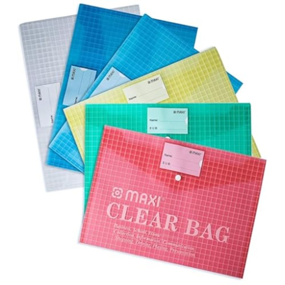 Maxi Clear Folder A4 Box of 6 | Transparent Polypropylene Document Folders